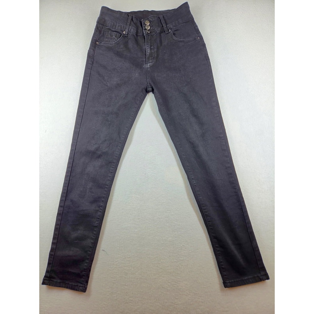 ROSWEAR Womens High Waisted Black Skinny Jeans Size M US 6-8 Stretch 3-Button